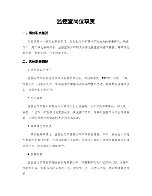 监控室岗位职责