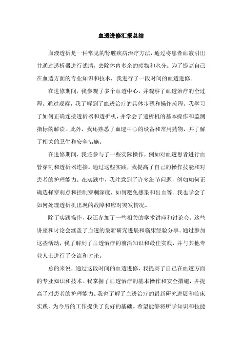 血透进修汇报总结