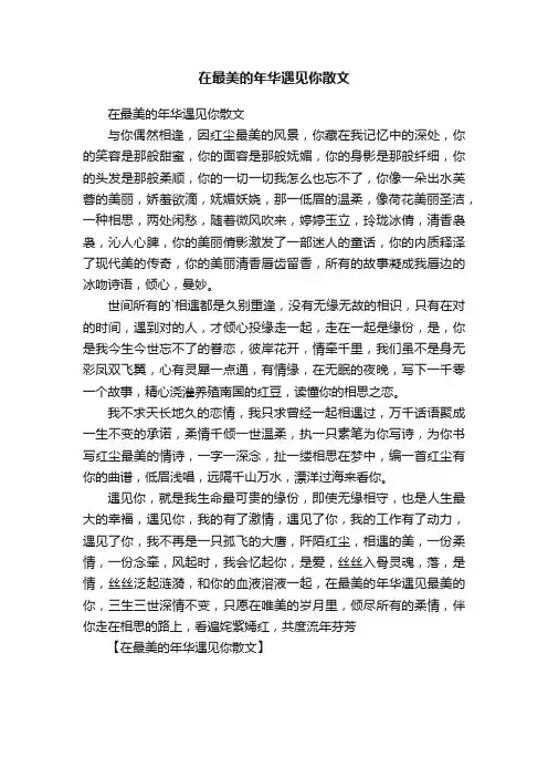 在最美的年华遇见你散文
