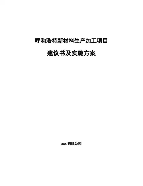 呼和浩特新材料生产加工项目建议书及实施方案