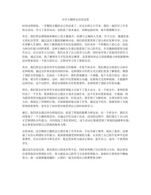 小学主题班会总结反思