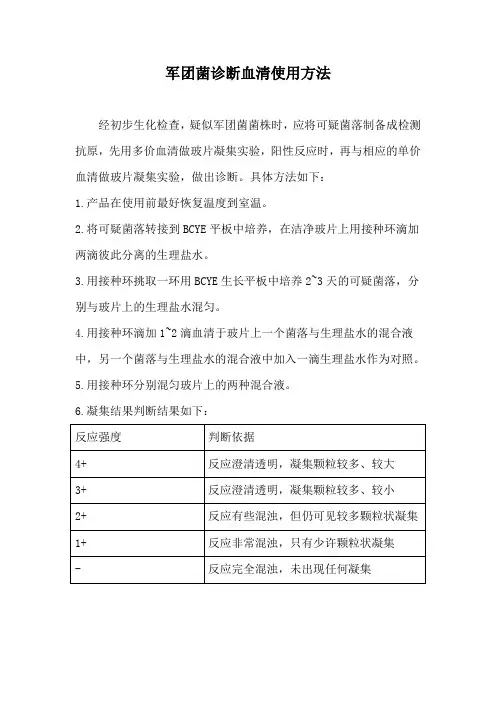 军团菌诊断血清明书