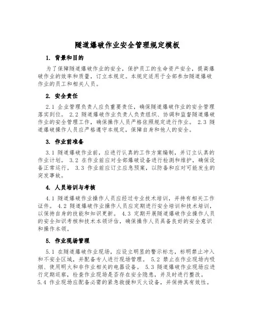 隧道爆破作业安全管理规定模板