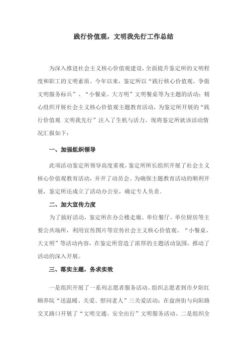 践行价值观 文明我先行活动总结