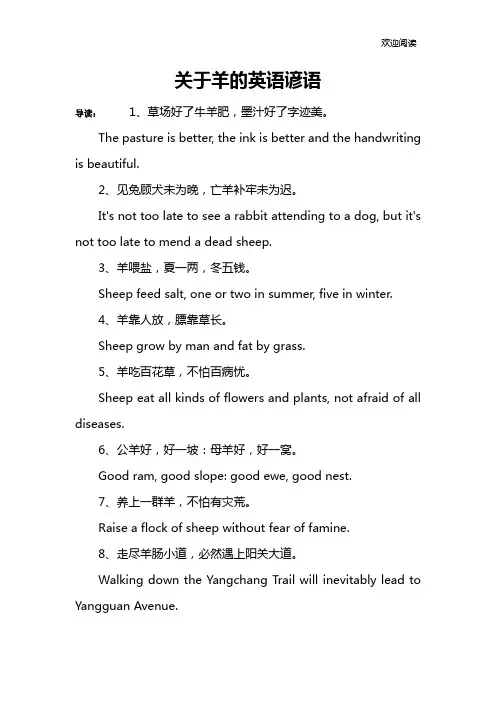 关于羊的英语谚语