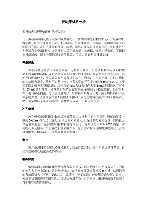 常见的振动筛筛面的材质和分类
