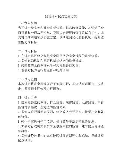 监督体系试点实施方案