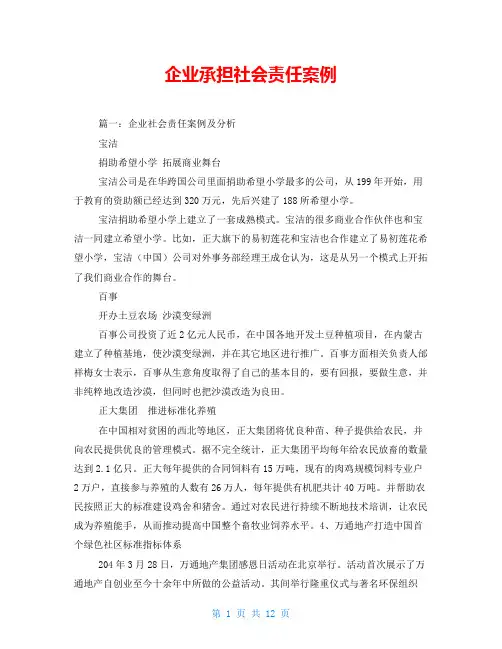 企业承担社会责任案例