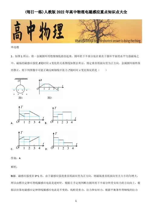 人教版2022年高中物理电磁感应重点知识点大全