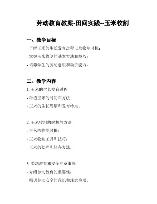 劳动教育教案-田间实践--玉米收割