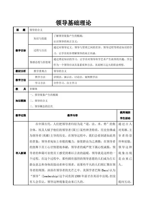 领导基础理论：领导的含义