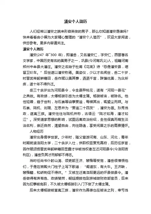 潘安个人简历