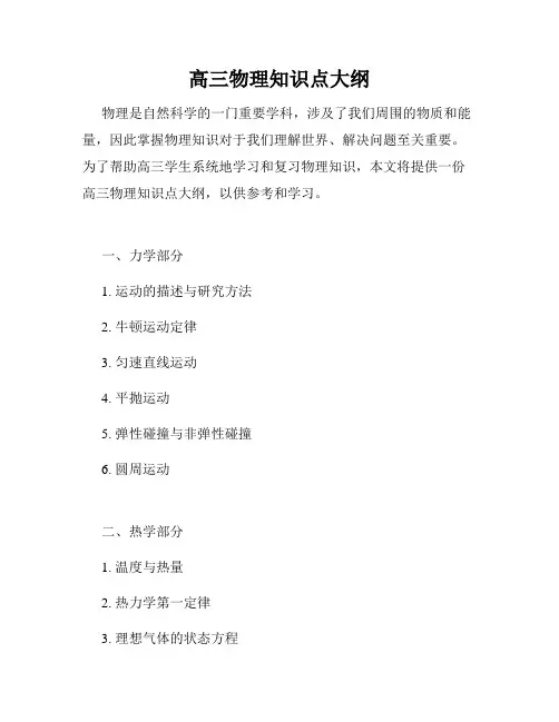 高三物理知识点大纲