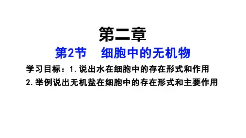 2.2 细胞中的无机物 课件【新教材】人教版(2019)高中生物必修一