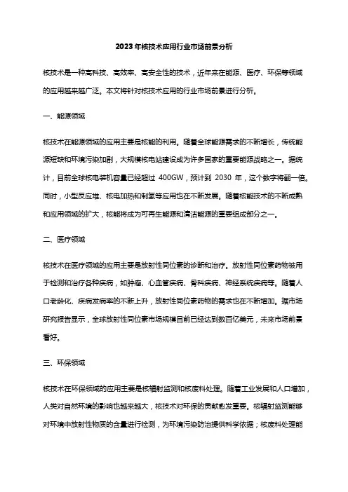 2023年核技术应用行业市场前景分析