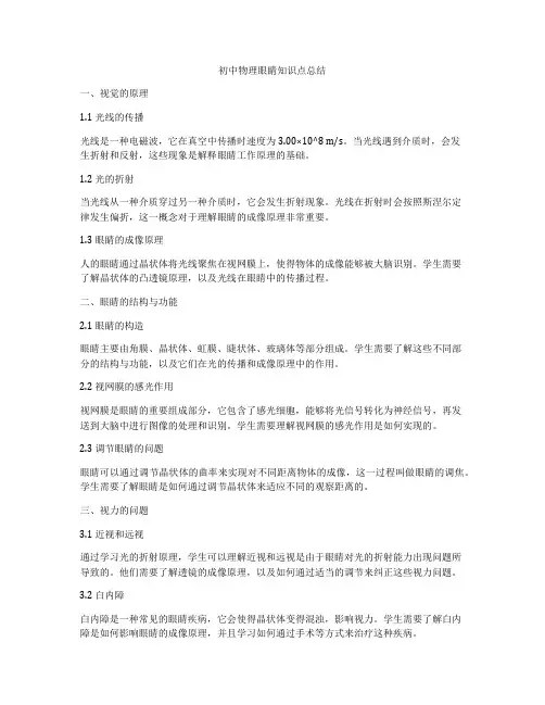 初中物理眼睛知识点总结