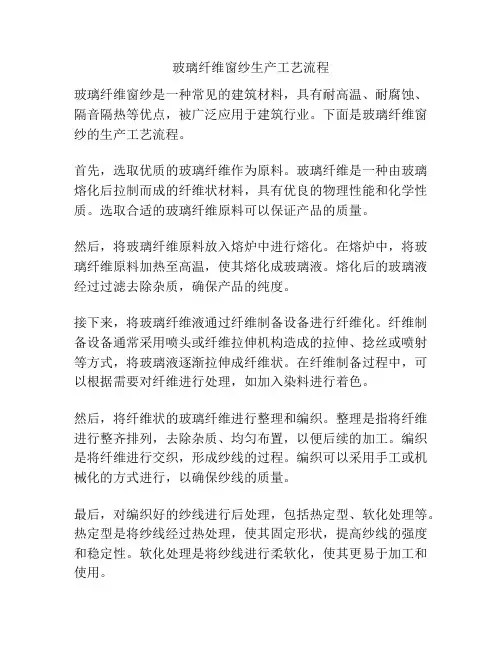 玻璃纤维窗纱生产工艺流程