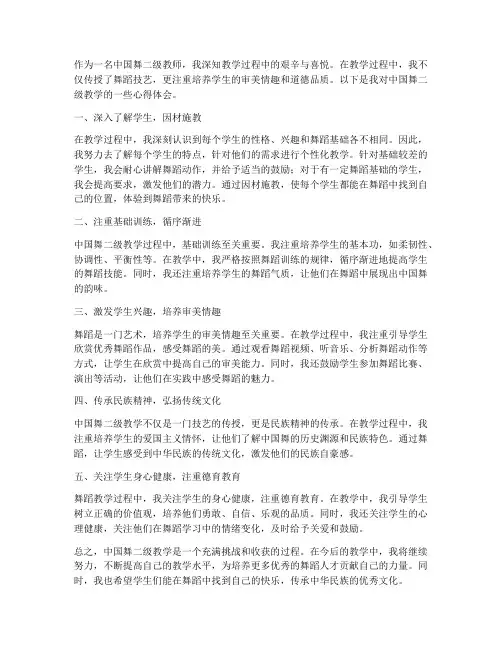 中国舞二级教学心得体会