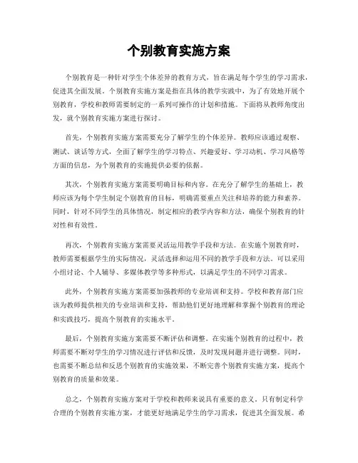 个别教育实施方案