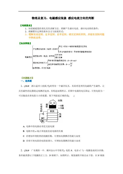 人教版高中物理高三一轮复习资料,补习资料： 76【提高】总复习：电磁感应现象 感应电流方向的判断