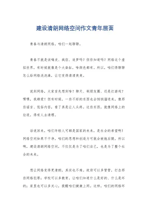 建设清朗网络空间作文青年层面