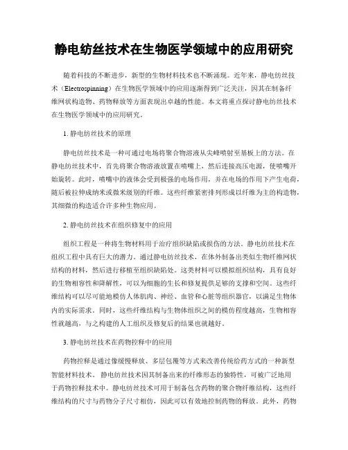 静电纺丝技术在生物医学领域中的应用研究
