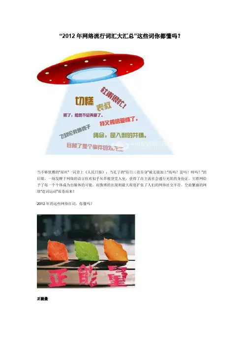 2012年网络流行词汇大汇总