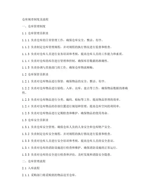 仓库规章制度及流程