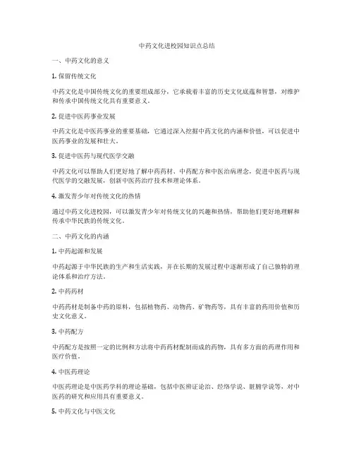 中药文化进校园知识点总结
