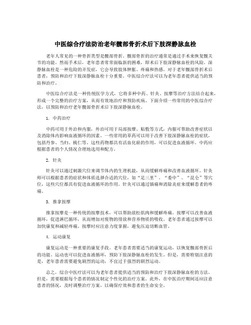 中医综合疗法防治老年髋部骨折术后下肢深静脉血栓