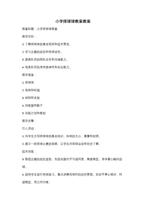 小学排球球教案教案