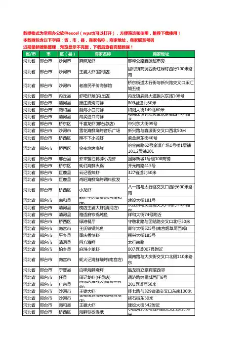2020新版河北省邢台市海鲜工商企业公司商家名录名单黄页联系电话号码地址大全342家