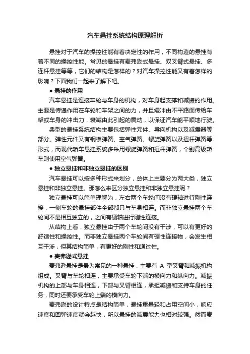 汽车悬挂系统结构原理解析
