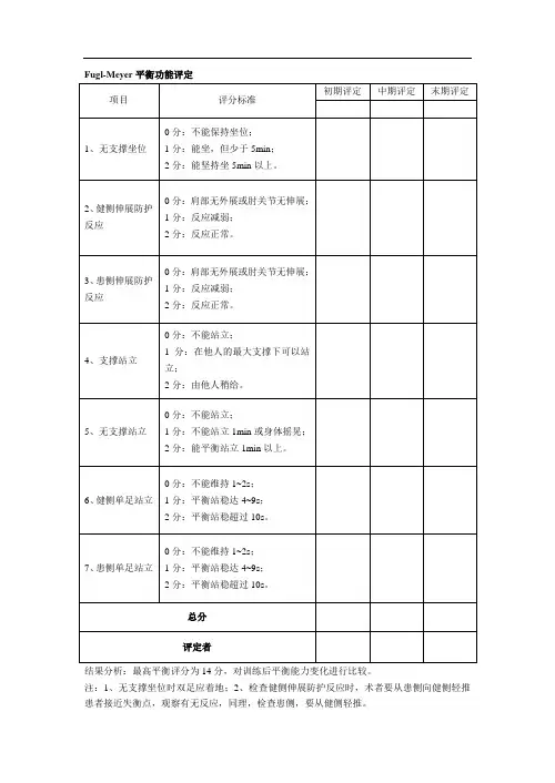 (完整版)平衡功能评估量表