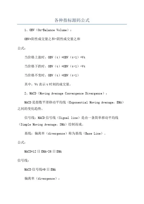 各种指标源码公式
