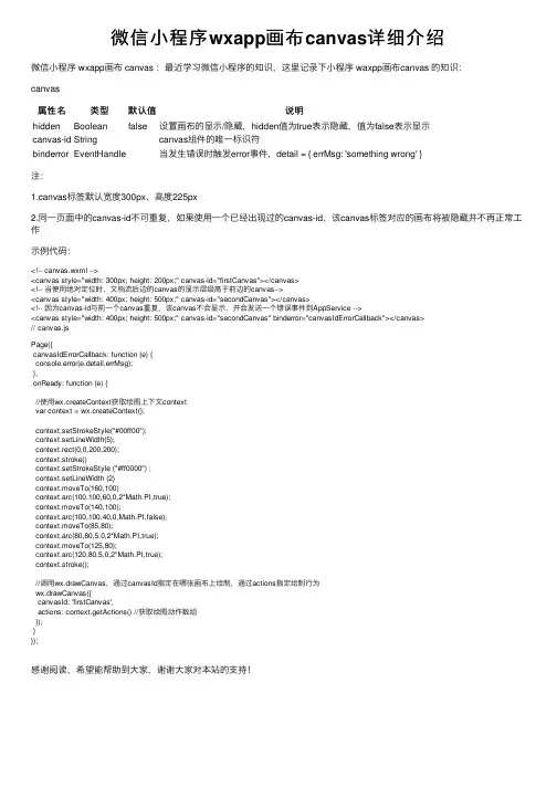 微信小程序wxapp画布canvas详细介绍