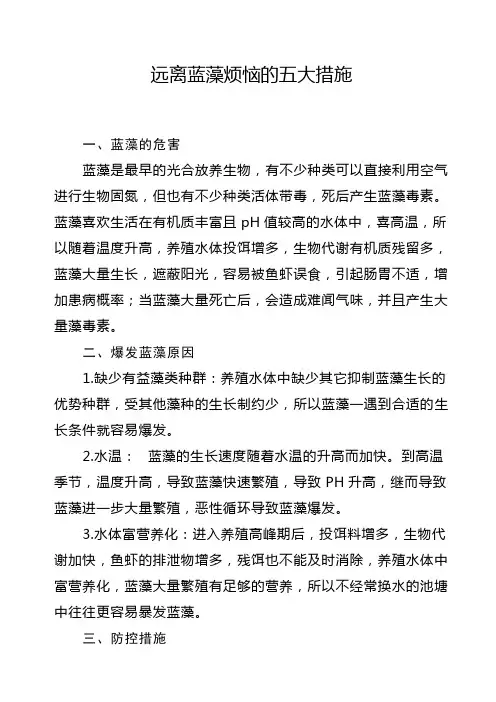 远离蓝藻烦恼的五大措施