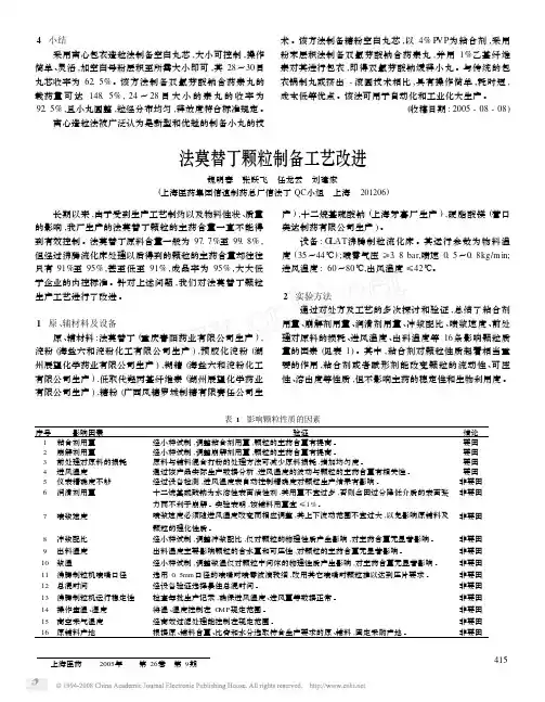 法莫替丁颗粒制备工艺改进