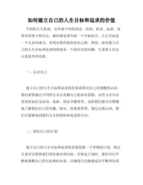 如何建立自己的人生目标和追求的价值