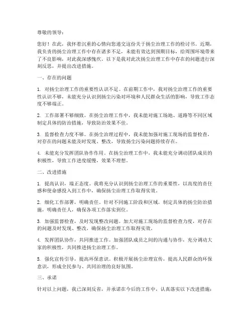 扬尘治理工作为做好检讨书