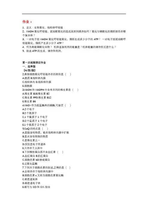 生物氧化 - 习题 
