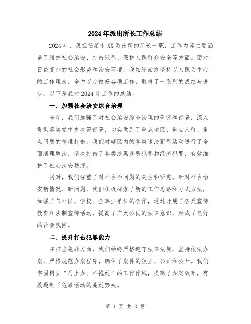 2024年派出所长工作总结