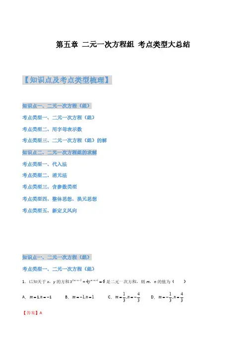 第五章二元一次方程(组)及其解法(解析版)