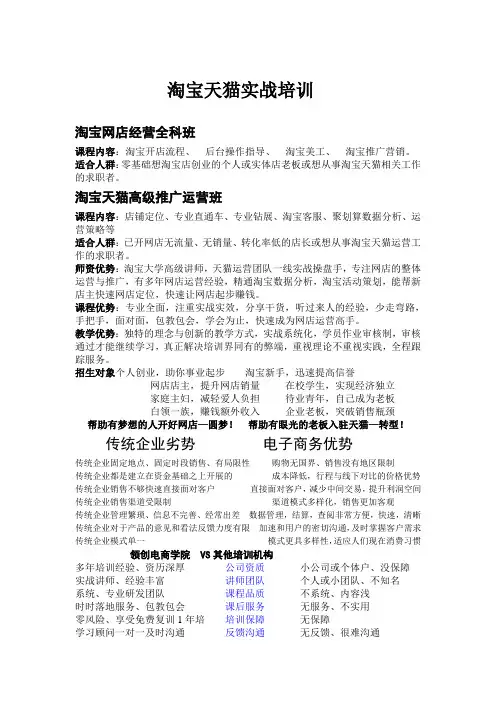 淘宝天猫实战培训