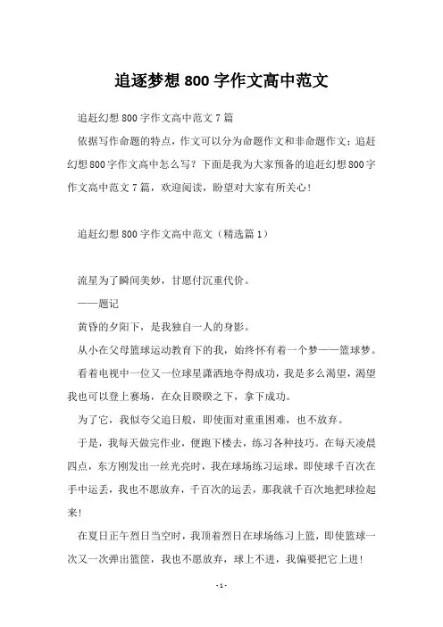 追逐梦想800字作文高中范文