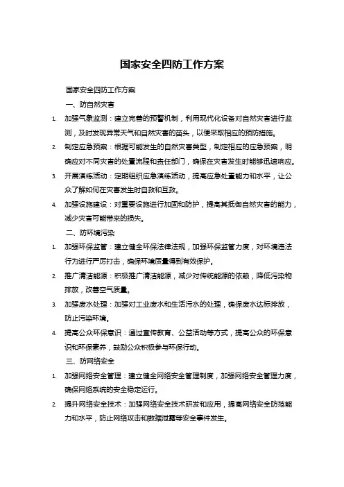 国家安全四防工作方案