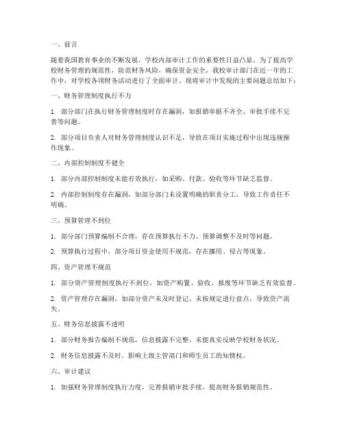 学校审计问题总结范文