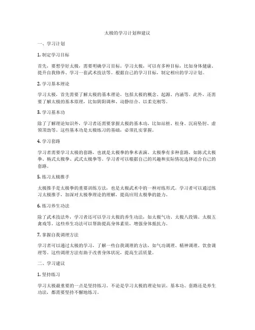 太极的学习计划和建议