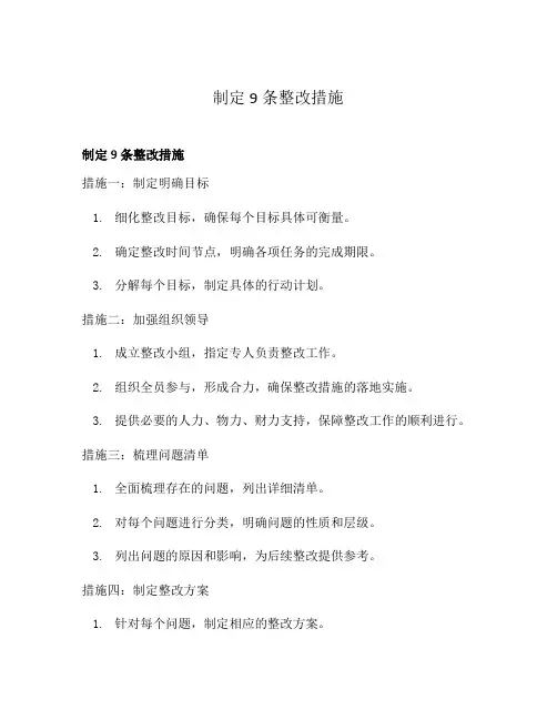 制定9条整改措施