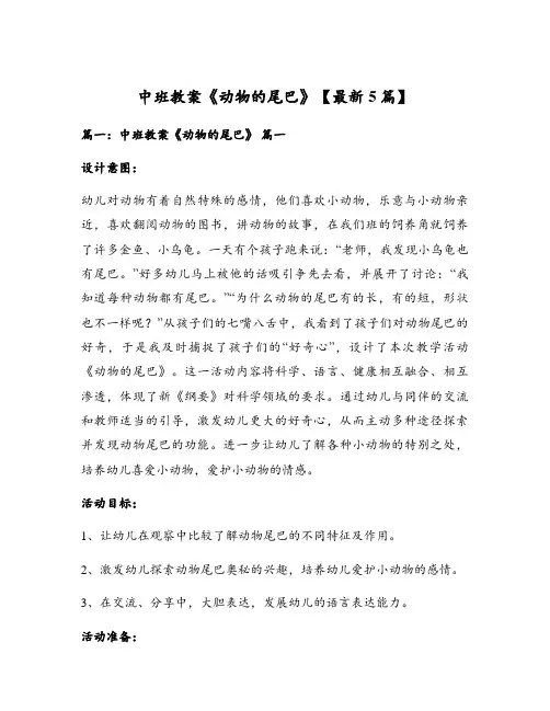 中班教案《动物的尾巴》【最新5篇】